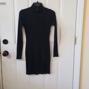 Lulu's Turtleneck Long Sleeve Black Mini Dress